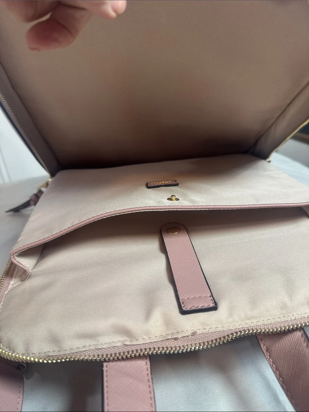 CALPAK Dusty Rose Whipstitch Laptop Backpack  pockets New